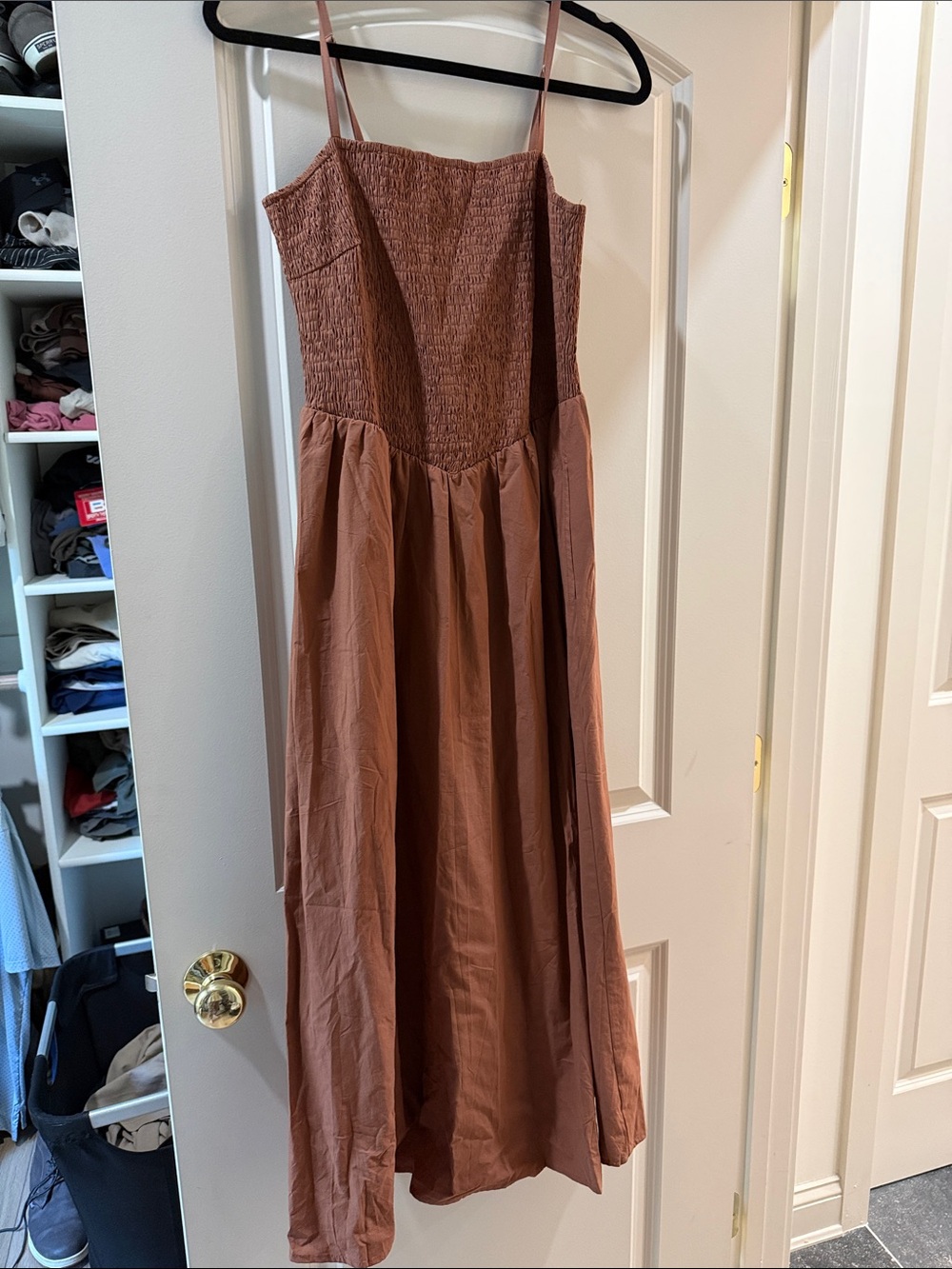 Pretty garden rust midi dress
